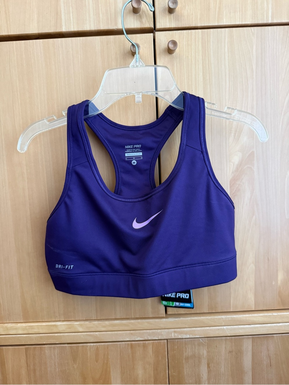 Nike Purple Racerback Dri-FIT Sports Bra with Pink Swoosh